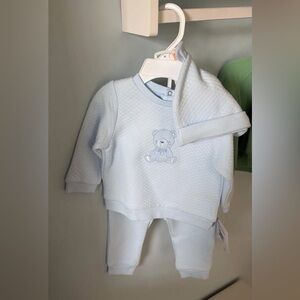 Little Me Light Blue Quilted Bear 3-Piece Baby Set